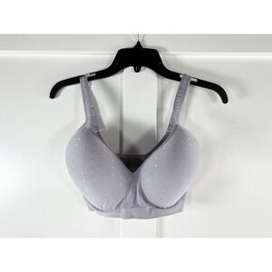 Bali Comfort Revolution Wireless Bra 36DD Amethyst Gray Polka Dot Shaping 3484